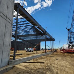 Walls and roof under construction at K1 Speed Thornton.