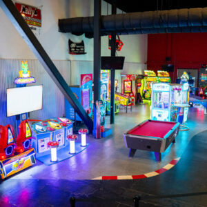 overhead shot of the arcade inside k1 speed irvine