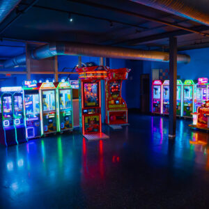 A view of prize arcade games at K1 Speed Sacramento.
