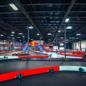 A wide view of the track at K1 Speed Sacramento.