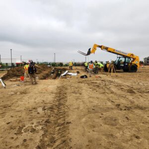 a digger working on the future site of k1 speed thornton