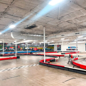 The indoor go-karting track at K1 Speed Dallas.