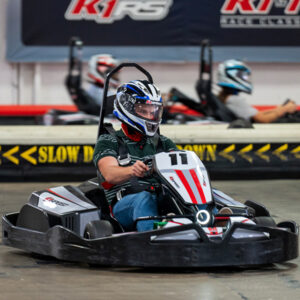 A man races a go-kart at K1 Speed Daytona Beach