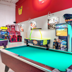Arcade and pool tables at K1 Speed Atlanta