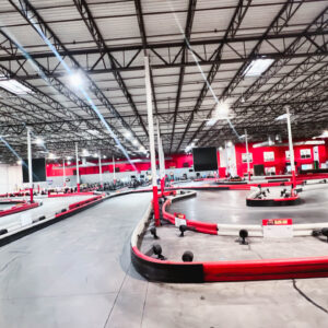 The indoor kart track inside K1 Speed Tampa Bay
