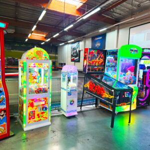 Row of arcade machines at K1 Speed Torrance