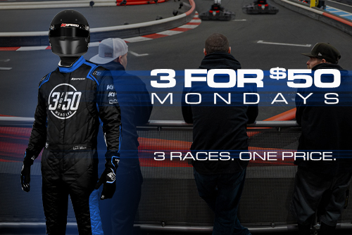 Deal offering 3 races for $50 on Mondays.