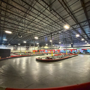 A hairpin turn on the track at K1 Speed Dulles.