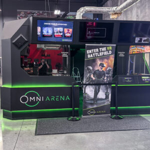 The Omni Arena at K1 Speed Des Moines, a virtual reality gaming experience.