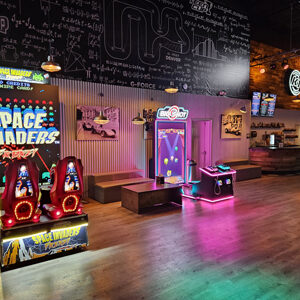 Arcade games at K1 Speed Denver, in Littleton.