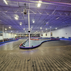 Part of the indoor go-karting track at K1 Speed in Littleton.