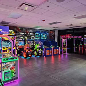 Various racing and basketball arcade games at K1 Speed Littleton.