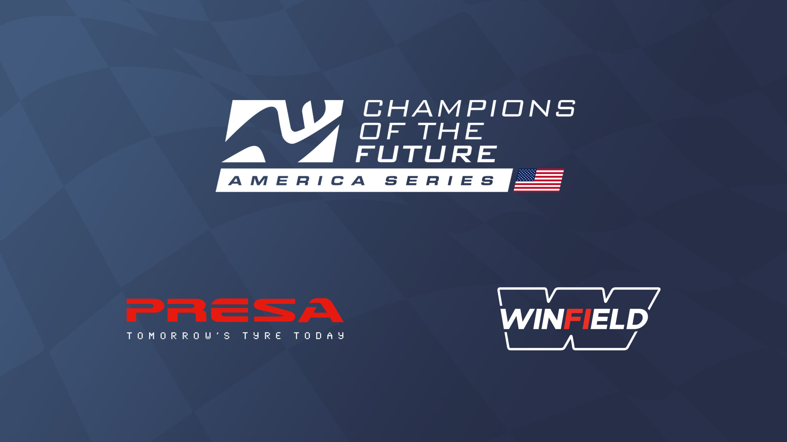 champions of the future america series logo, presa tires logo, winfield logo.