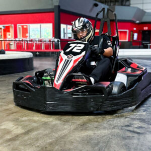 A racer go-karting at K1 Speed Jessup.