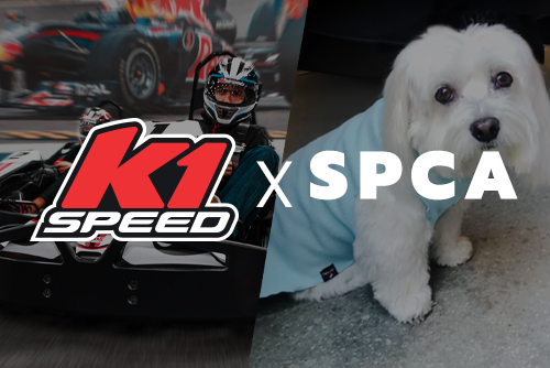 A graphic displaying the K1 Speed logo next to the text "SPCA".