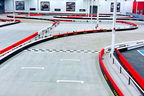 The indoor go-karting track at K1 Speed in Irondale.
