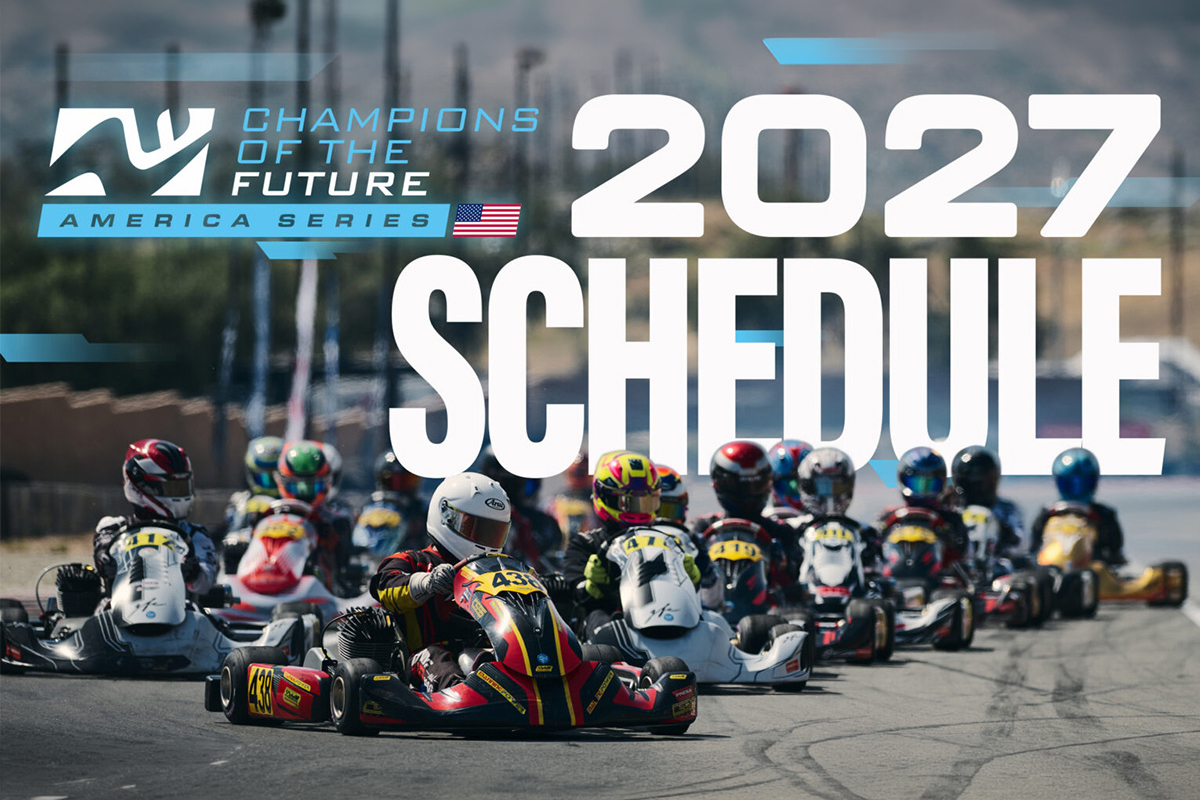 Image of a Champions of the Future America series race with the COTF America logo and text reading "2027 Schedule"